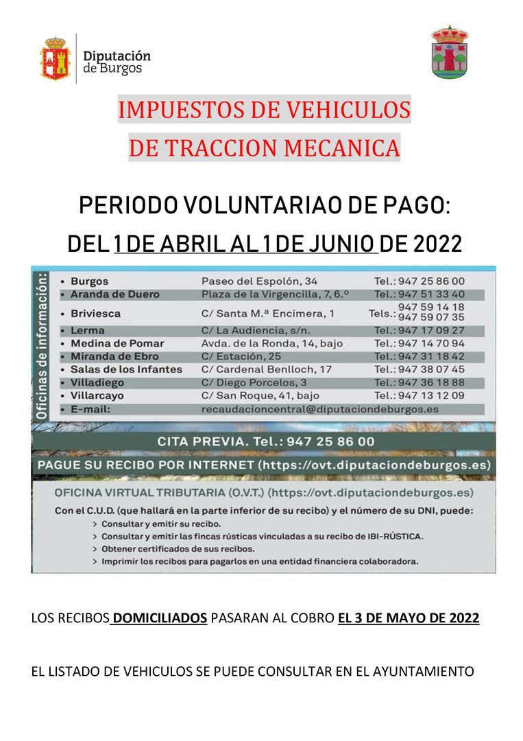PERIODO VOLUNTARIO DE PAGO : IMPUESTO TRACCION MECANICA 2022